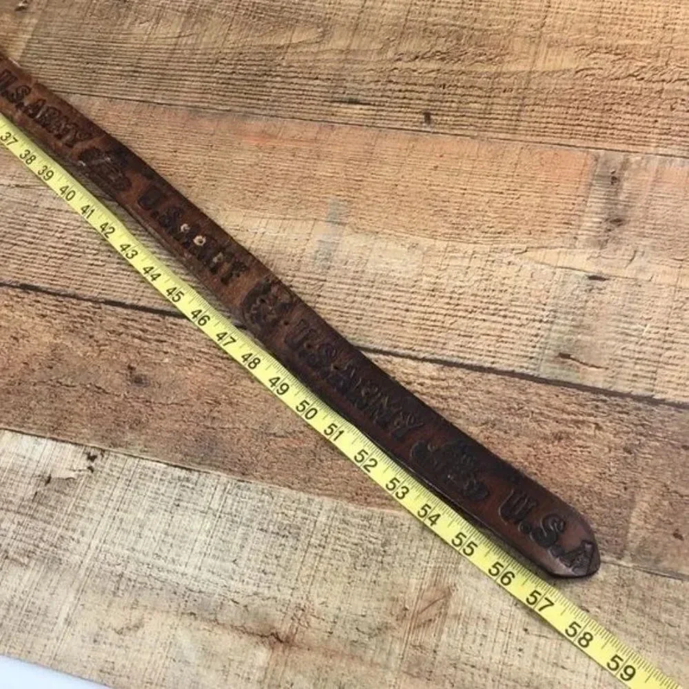 US Army Vintage Brown Leather Buckle Belt‎ Mens One Size